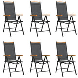 7 Piece Garden Dining Set Black and Brown Aluminium - Side View
