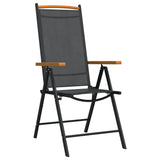 7 Piece Garden Dining Set Black and Brown Aluminium - Top-Down View