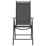 7 Piece Garden Dining Set Black and Brown Aluminium