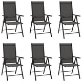 7 Piece Garden Dining Set Black Aluminium - Side View