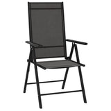 7 Piece Garden Dining Set Black Aluminium - Top-Down View