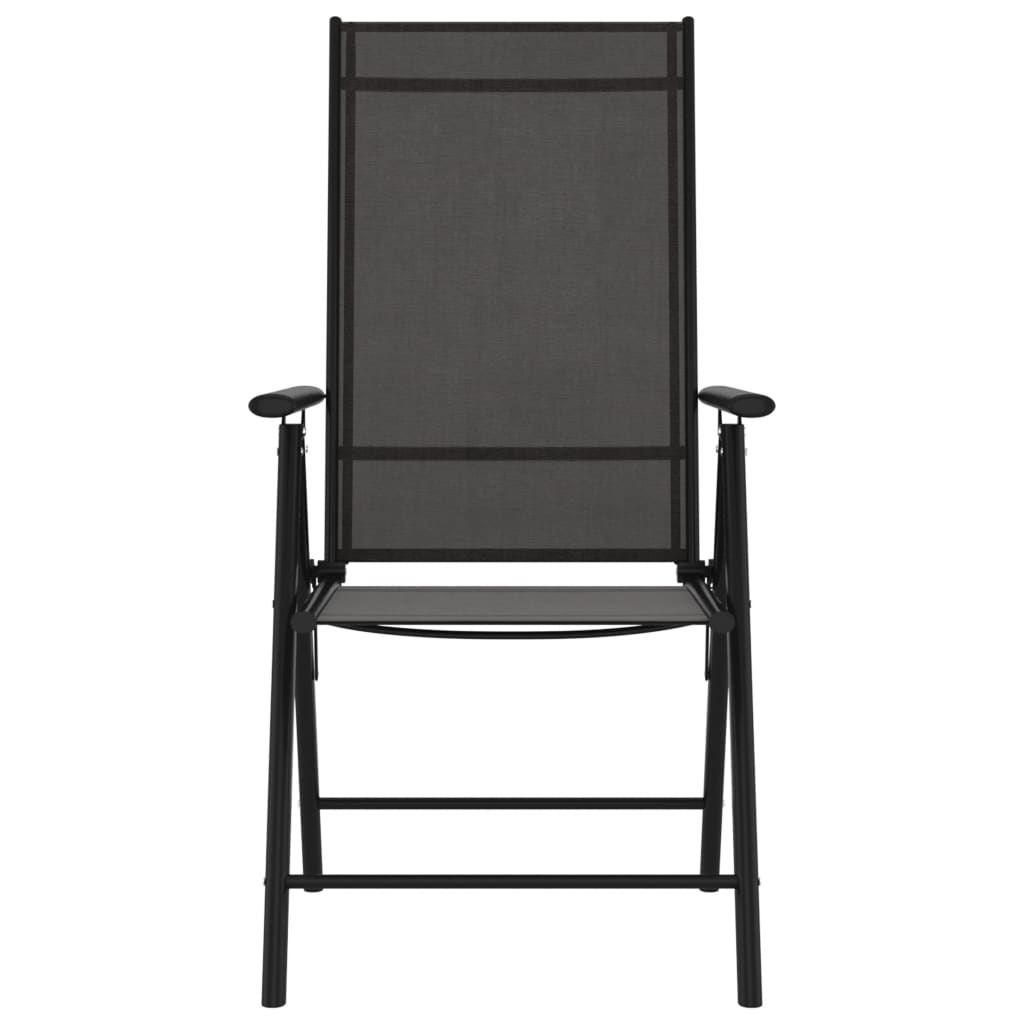 7 Piece Garden Dining Set Black Aluminium