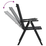 7 Piece Garden Dining Set Black Aluminium - Close-Up Angle