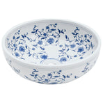 Countertop Basin White and Blue Round ?41x14 cm Ceramic