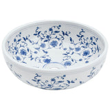 Countertop Basin White and Blue Round Φ41x14 cm Ceramic - Side View