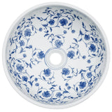 Countertop Basin White and Blue Round ?41x14 cm Ceramic