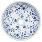 Countertop Basin White and Blue Round ?41x14 cm Ceramic