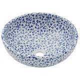 Countertop Basin White and Blue Round ?41x14 cm Ceramic