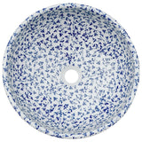 Countertop Basin White and Blue Round ?41x14 cm Ceramic