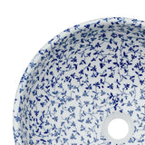 Countertop Basin White and Blue Round ?41x14 cm Ceramic