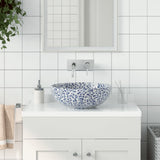 Countertop Basin White and Blue Round ?41x14 cm Ceramic