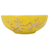 Countertop Basin White and Yellow Round F41x14 cm Ceramic