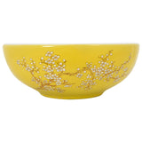 Countertop Basin White and Yellow Round Φ41x14 cm Ceramic - Front View