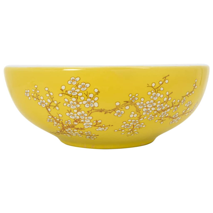 Countertop Basin White and Yellow Round F41x14 cm Ceramic
