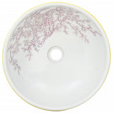 Countertop Basin White and Yellow Round F41x14 cm Ceramic
