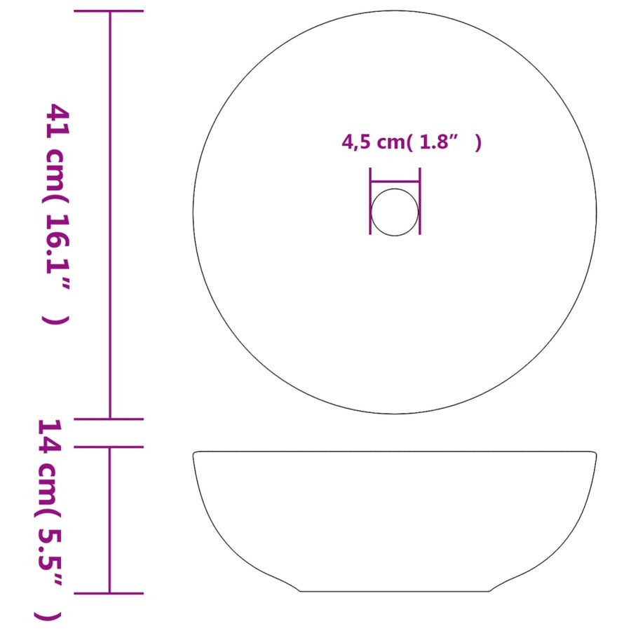 Countertop Basin White and Yellow Round F41x14 cm Ceramic