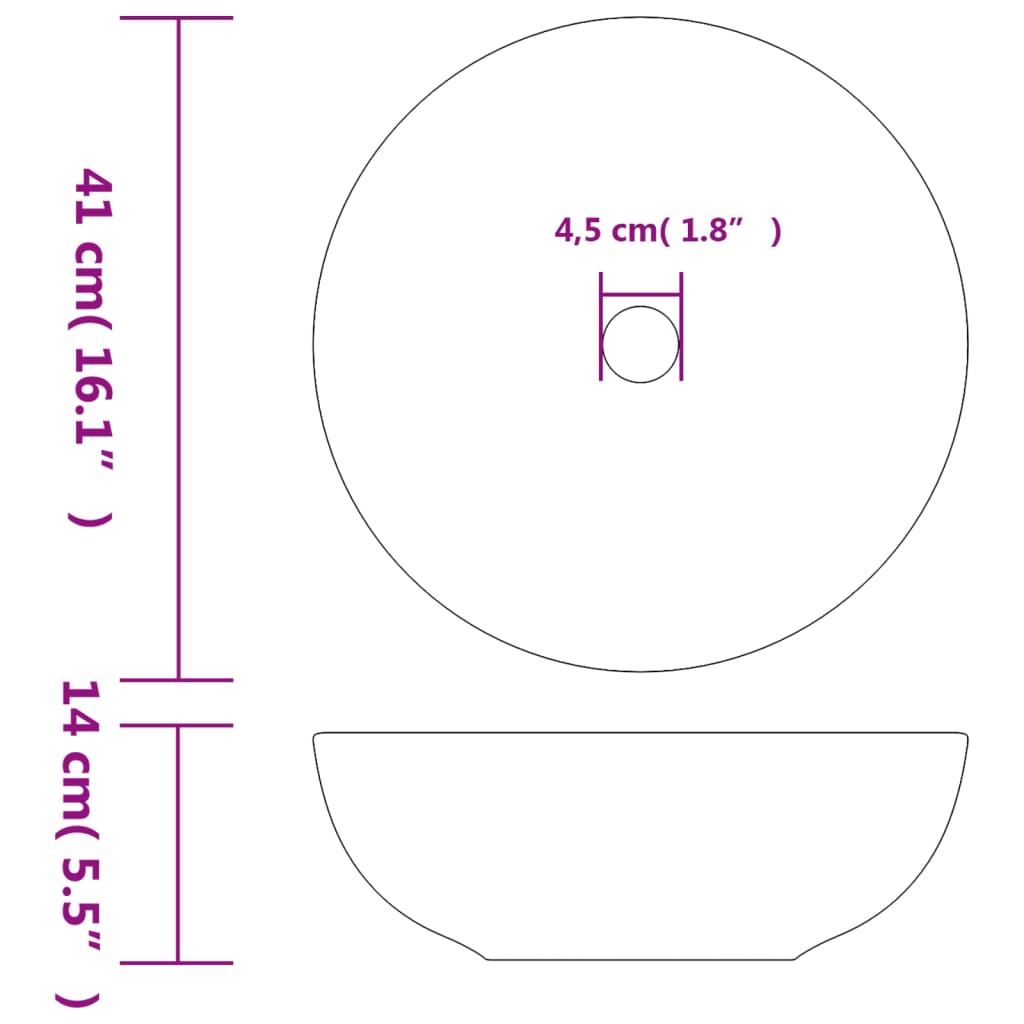 Countertop Basin Multicolour Round ?41x14 cm Ceramic