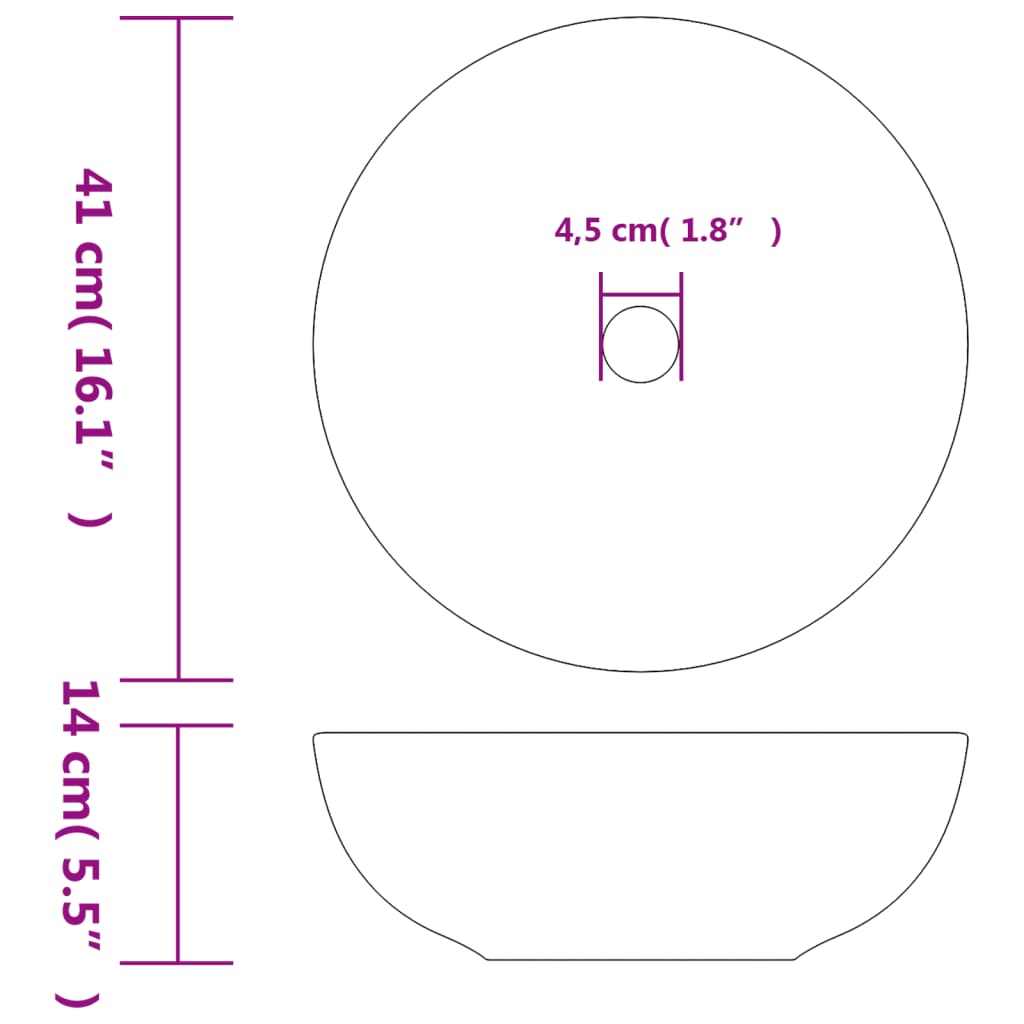 Countertop Basin Multicolour Round ?41x14 cm Ceramic
