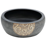 Countertop Basin Black and Brown Round Φ41x14 cm Ceramic - Side View