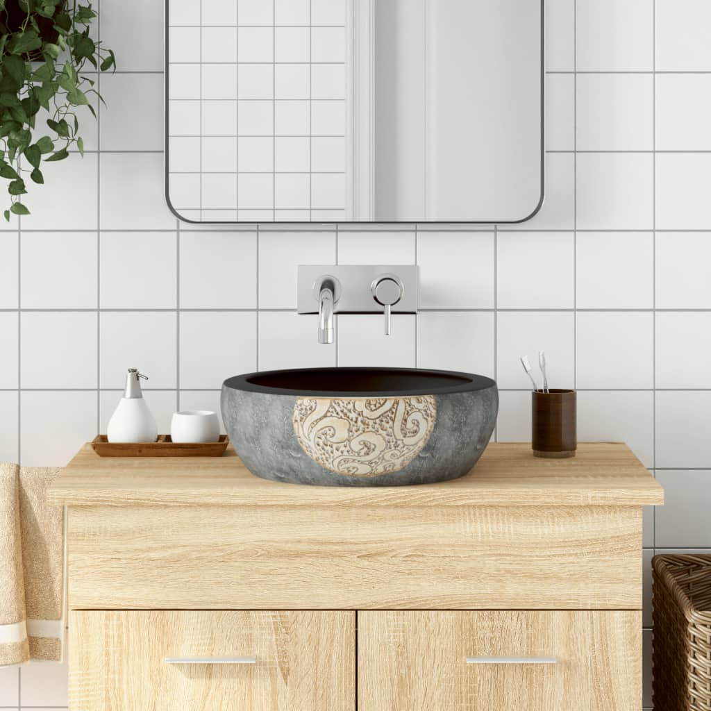 Countertop Basin Black and Brown Round F41x14 cm Ceramic