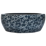 Countertop Basin Black and Blue Round Φ41x14 cm Ceramic - Front View