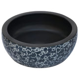 Countertop Basin Black and Blue Round Φ41x14 cm Ceramic - Side View