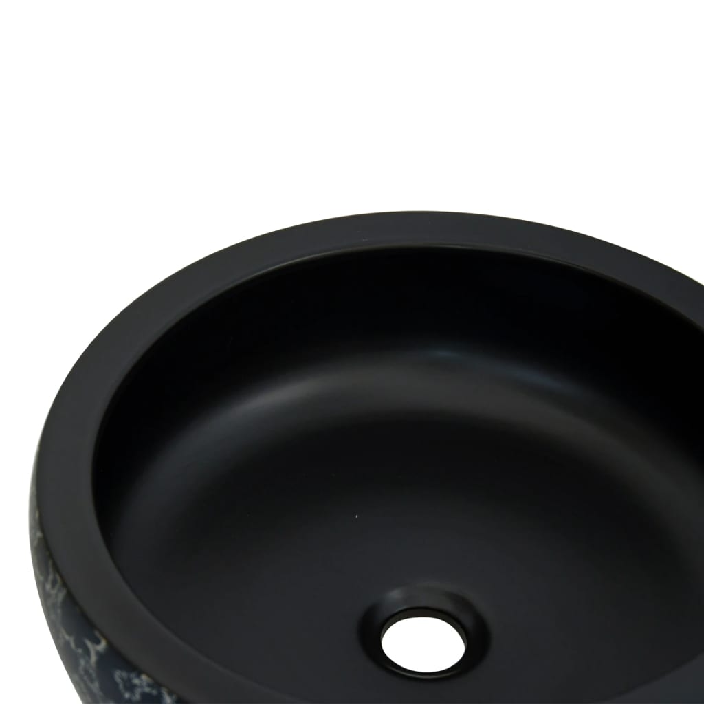 Countertop Basin Black and Blue Round F41x14 cm Ceramic