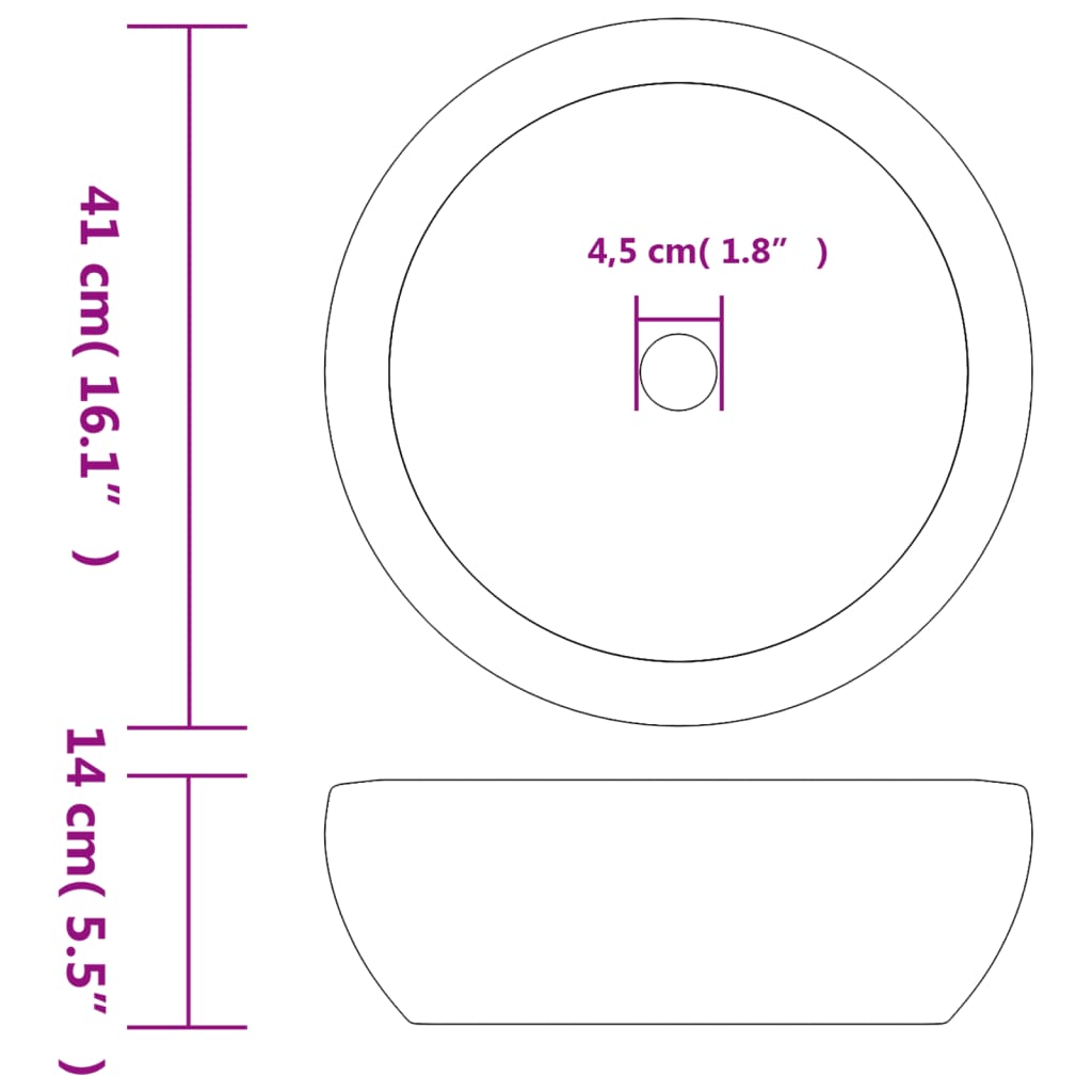 Countertop Basin Black and Blue Round F41x14 cm Ceramic