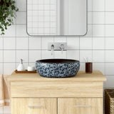 Countertop Basin Black and Blue Round F41x14 cm Ceramic