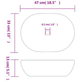 Countertop Basin Black and Grey Oval 47x33x13 cm Ceramic - Low Angle