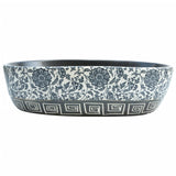 Countertop Basin Black and Blue Oval 47x33x13 cm Ceramic - Side View
