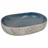 Countertop Basin Sand and Blue Oval 59x40x14 cm Ceramic - Front View