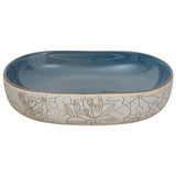 Countertop Basin Sand and Blue Oval 59x40x14 cm Ceramic - Top-Down View