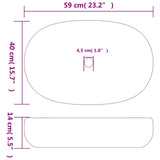 Countertop Basin Sand and Blue Oval 59x40x14 cm Ceramic - Low Angle