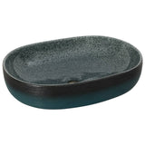 Countertop Basin Turquoise Oval 59x40x14 cm Ceramic - Front View