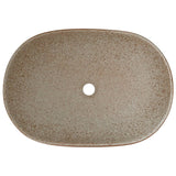 Countertop Basin Sand and Brown Oval 59x40x14 cm Ceramic - Rear View