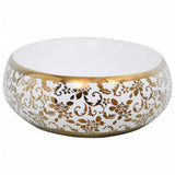 Countertop Basin White and Gold Oval 59x40x15 cm Ceramic - 45-Degree Angle