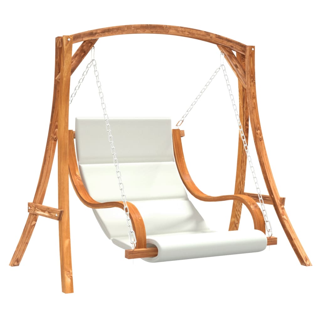 Swing Chair with Cushion Solid Wood Spruce with Teak Finish