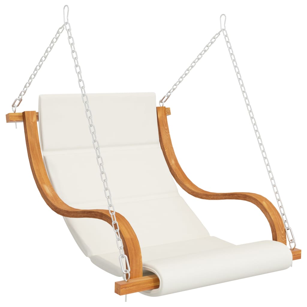 Swing Chair with Cushion Solid Wood Spruce with Teak Finish