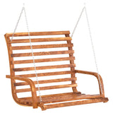 Swing Bench with Canopy Solid Wood Spruce with Teak Finish - Side View