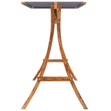 Swing Bench with Canopy Solid Wood Spruce with Teak Finish - Rear View