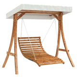 Swing Bed with Canopy Solid Wood Spruce with Teak Finish - Front View