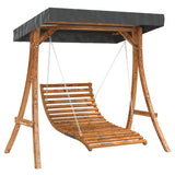 Swing Bed with Canopy Solid Wood Spruce with Teak Finish - Front View
