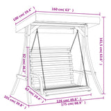 Swing Bench with Canopy Solid Wood Spruce with Teak Finish - Low Angle