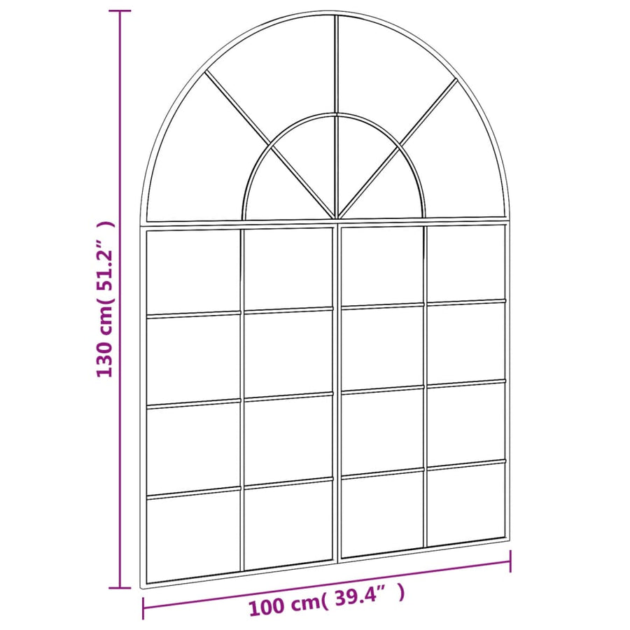 Wall Mirror Black 100x130 cm Arch Iron