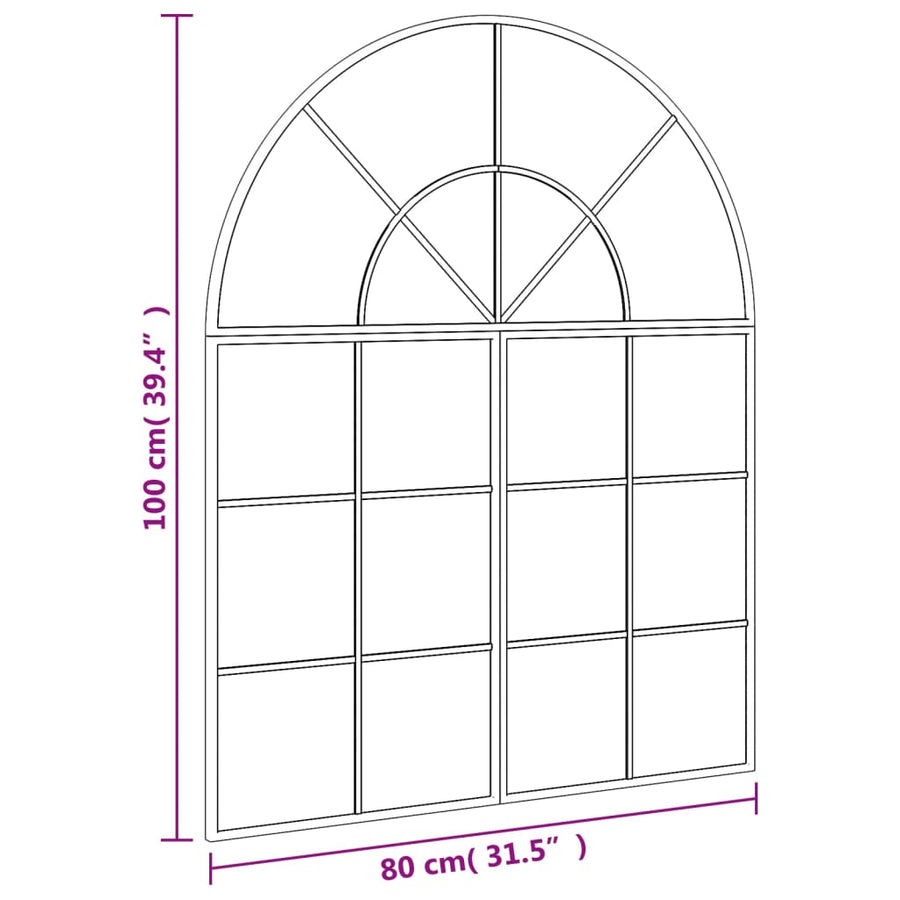 Wall Mirror Black 80x100 cm Arch Iron