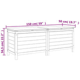 Garden Storage Box White 150x50x56.5 cm Solid Wood Fir - Low Angle
