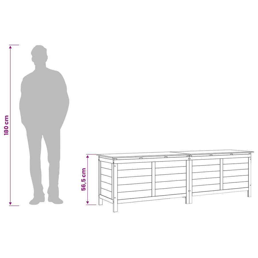 Garden Storage Box White 198.5x50x56.5 cm Solid Wood Fir