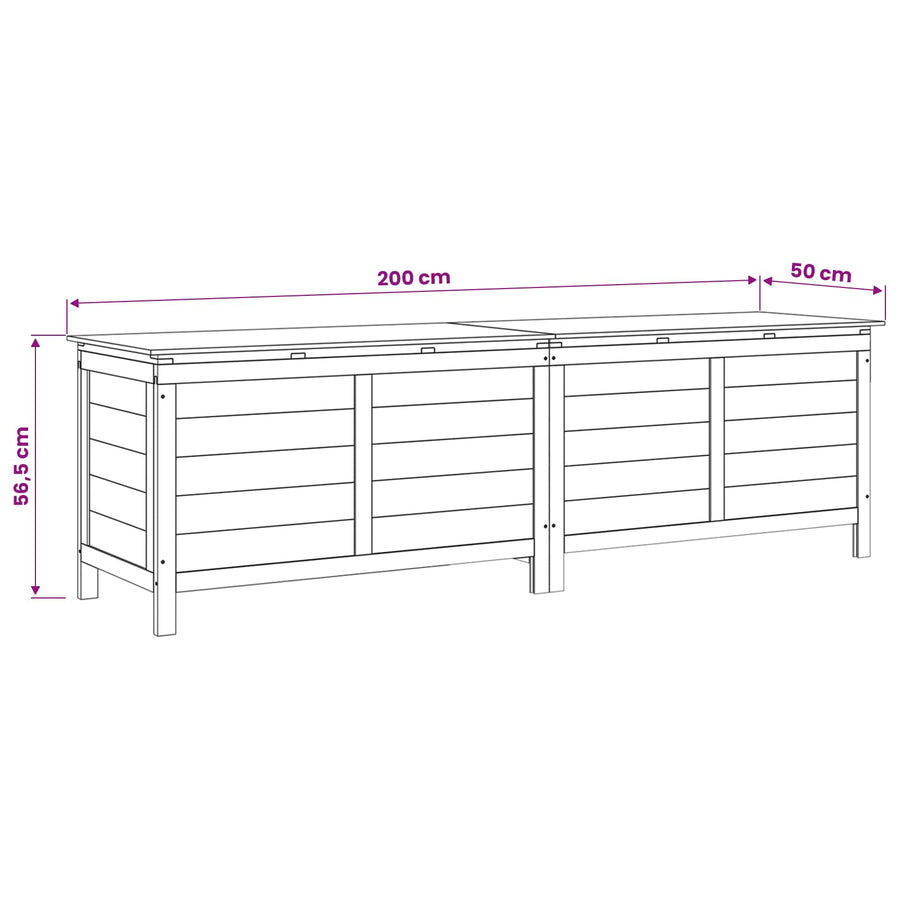 Garden Storage Box White 198.5x50x56.5 cm Solid Wood Fir