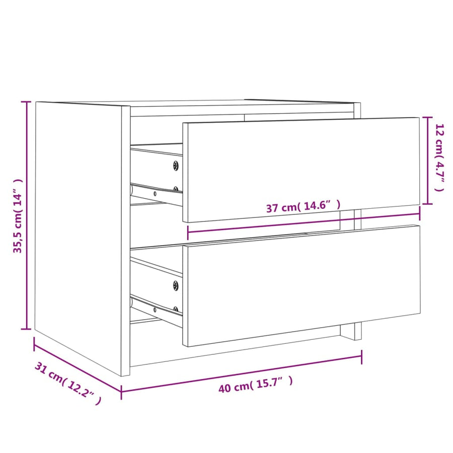 Bedside Cabinet 40x31x35.5 cm Solid Wood Pine